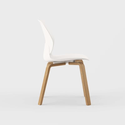Maari Chair with Wood Base - Smooth Plaster (TR-PLS) / Clear on White Oak (M5-W35)