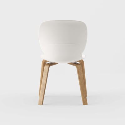Maari Chair with Wood Base - Smooth Plaster (TR-PLS) / Clear on White Oak (M5-W35)