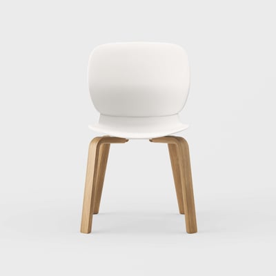Maari Chair with Wood Base - Smooth Plaster (TR-PLS) / Clear on White Oak (M5-W35)