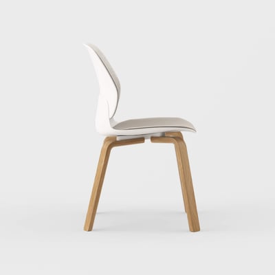 Maari Upholstered Chair with Wood Base - Floyd 123 (S6-A) / Clear on White Oak (M5-W35)