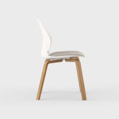 Maari Chair Wood Base with Upholstered Seat - Floyd 123 (S6-A) / Clear on White Oak (M5-W35)