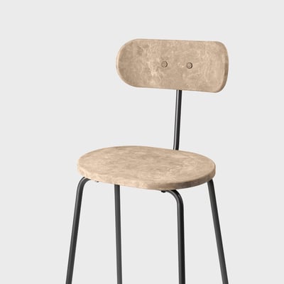 Earth Stool With Backrest - Counter Stool / Coffee Waste Light (M_CWL)