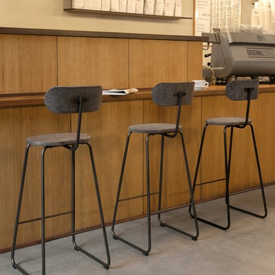 Earth Stool With Backrest - Counter Stool / Coffee Waste Light (M_CWL)