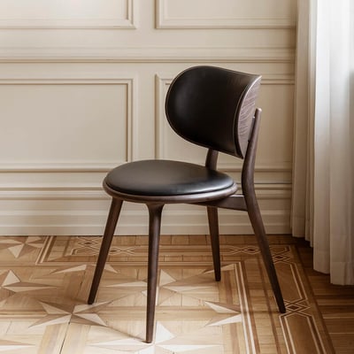 Mater Dining Chair - Matte Lacquered Oak with Leather (MW_LO)