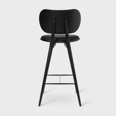 Mater High Stool with Backrest - Black Beech with Leather (MW_BB) / Counter Stool