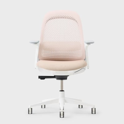 Breck Office Chair & Market Desk Set - Blush with White Base (BRB_WT) / Marble (H-WA2) / Smooth Plaster (TR-PLS)