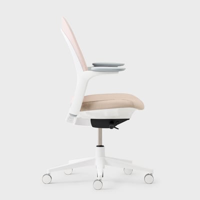 Breck Office Chair & Market Desk Set - Blush with White Base (BRB_WT) / Marble (H-WA2) / Smooth Plaster (TR-PLS)
