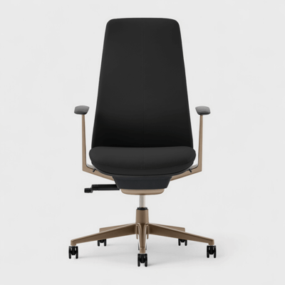 Fern Office Chair with Bronze Base - Black (XJ_BL) / No / No