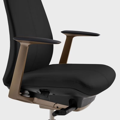 Fern Office Chair with Bronze Base - Black (XJ_BL) / No / No