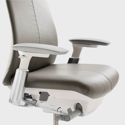 Fern Leather Outlet Chair - Brisa Ash (XG-22) / Aluminum / Polished Aluminum (PM-P)