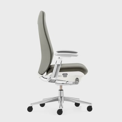 Fern Leather Outlet Chair - Brisa Ash (XG-22) / Aluminum / Polished Aluminum (PM-P)