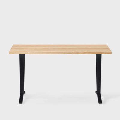 Elements Wood Top Flare Leg Desk - Wood/29X58 / Flare Leg / Clear on Ash (S_CA)/Charcoal (TR_K)