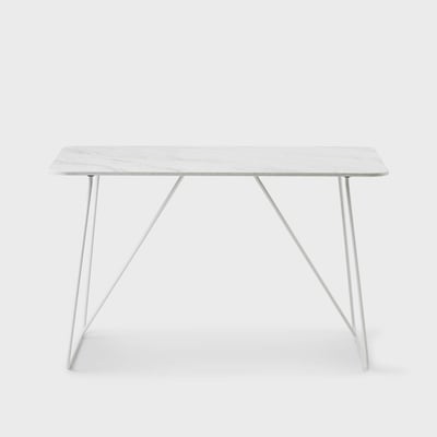 Breck Office Chair & Market Desk Set - Blush with White Base (BRB_WT) / Marble (H-WA2) / Smooth Plaster (TR-PLS)