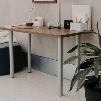 Jive Desk with Post Leg, Color Pop - 24D x 48W / Field Elm (H-KP)/Chartreuse (TR-CTS) / BP01405