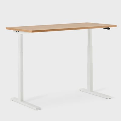 Breck Office Chair & Upside Sit-to-Stand Desk Set - Stone with White Base (BRS_WT) / 29