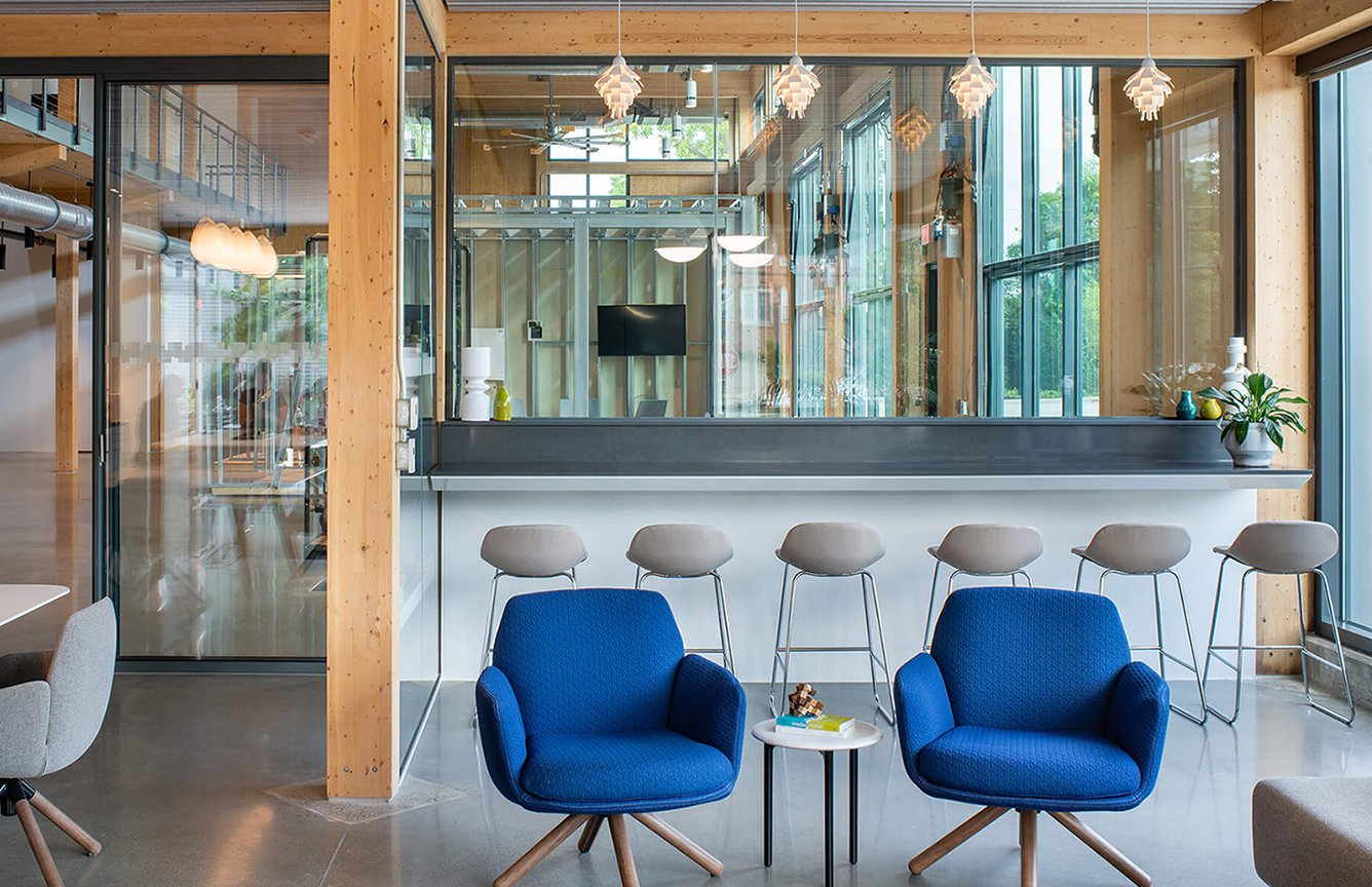 Haworth Poppy chairs, Tate stools in HITT Co Lab office