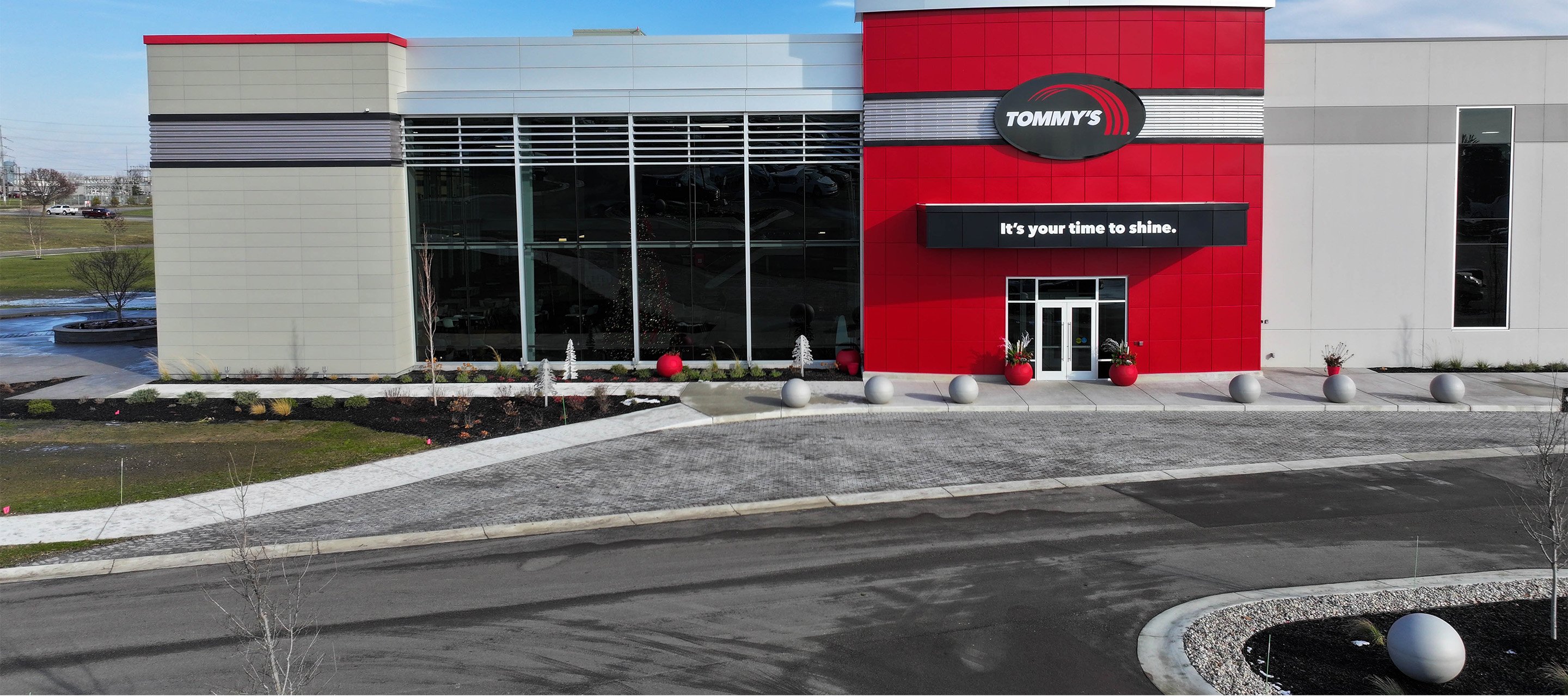 Exterior elevation of Tommy's car wash office