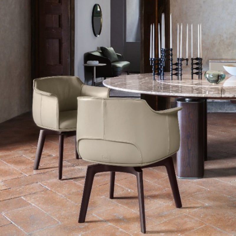 Haworth Archibald dining chairs in sand color in a dining room