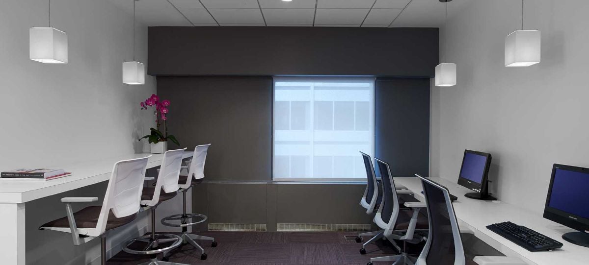 Touchdown spaces allow individuals and small groups to accomplish tasks on the fly between scheduled sessions.