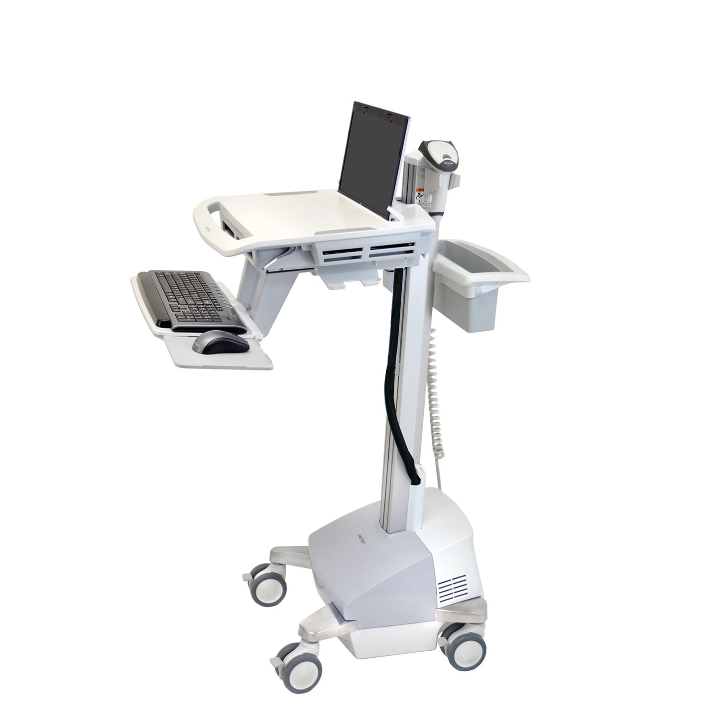 Haworth StyleView Powered Medical Cart Accessories in white and adjustable height with wheels