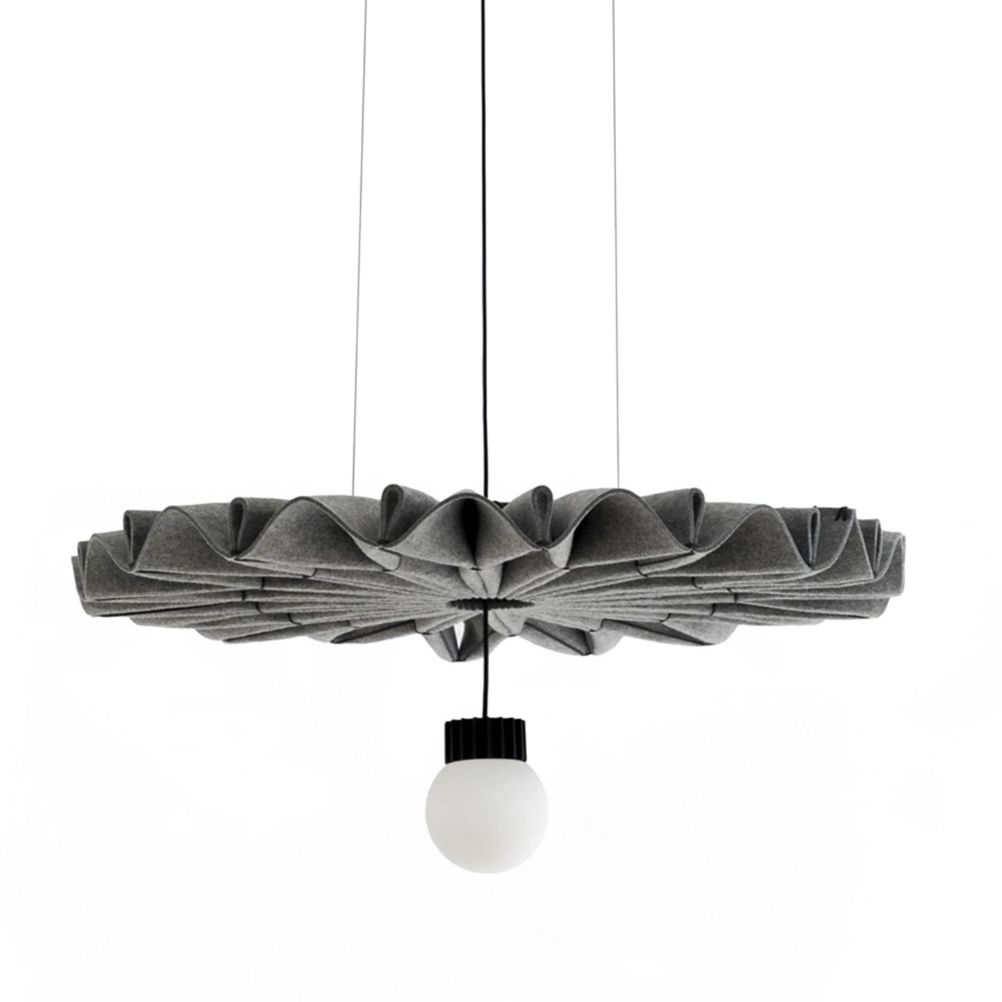 Haworth BuzziPleat LED Lighting with light hanging down from grey cloth