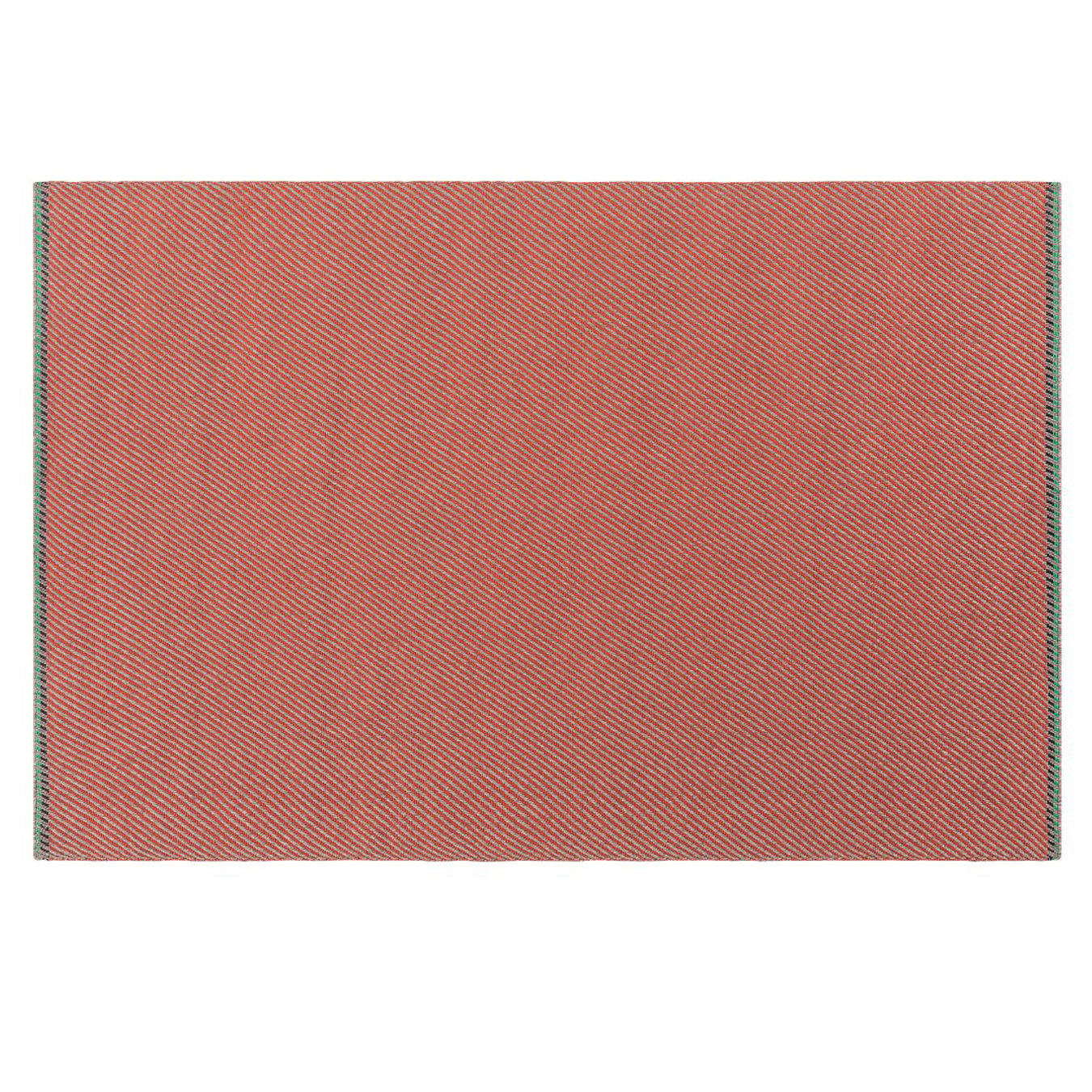 Haworth Diagonales Rug in red color with green trim