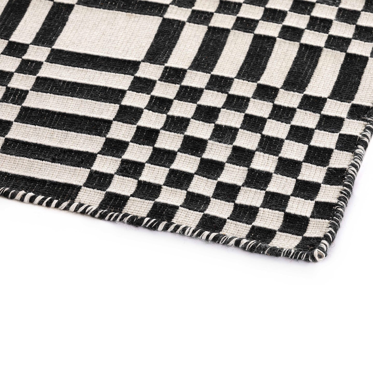 Haworth Patch Rug in black and white with square pattern