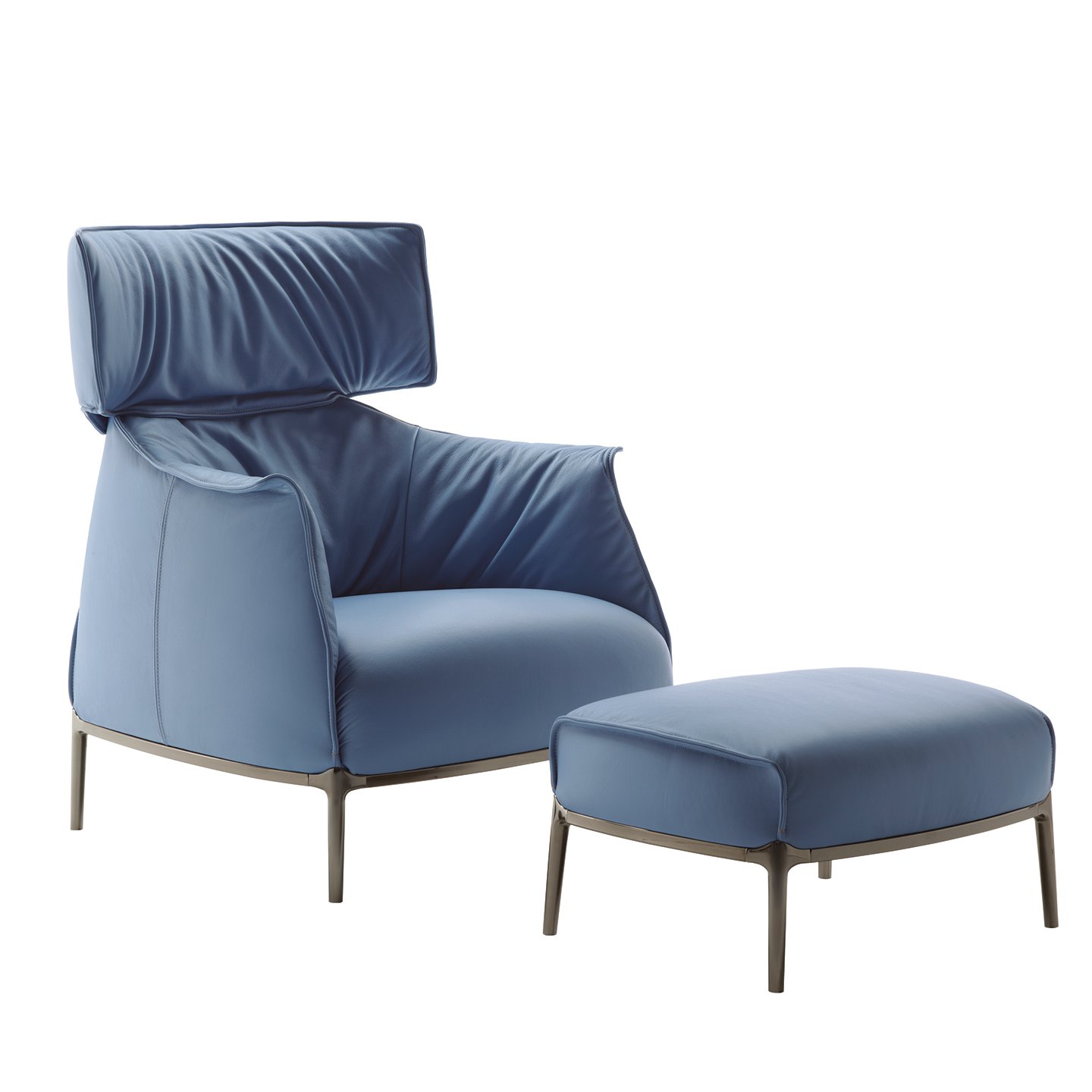 Haworth High Back Archibald lounge chair with ottoman in blue color