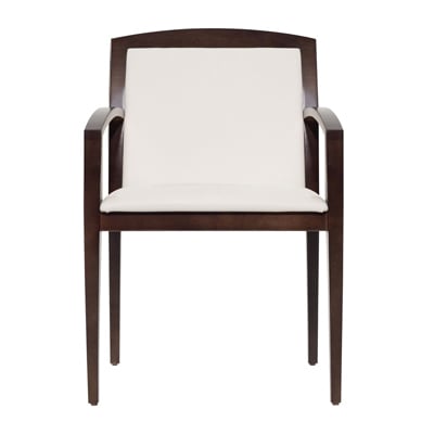 Haworth Composites Guest chair in off white fabric and dark wood