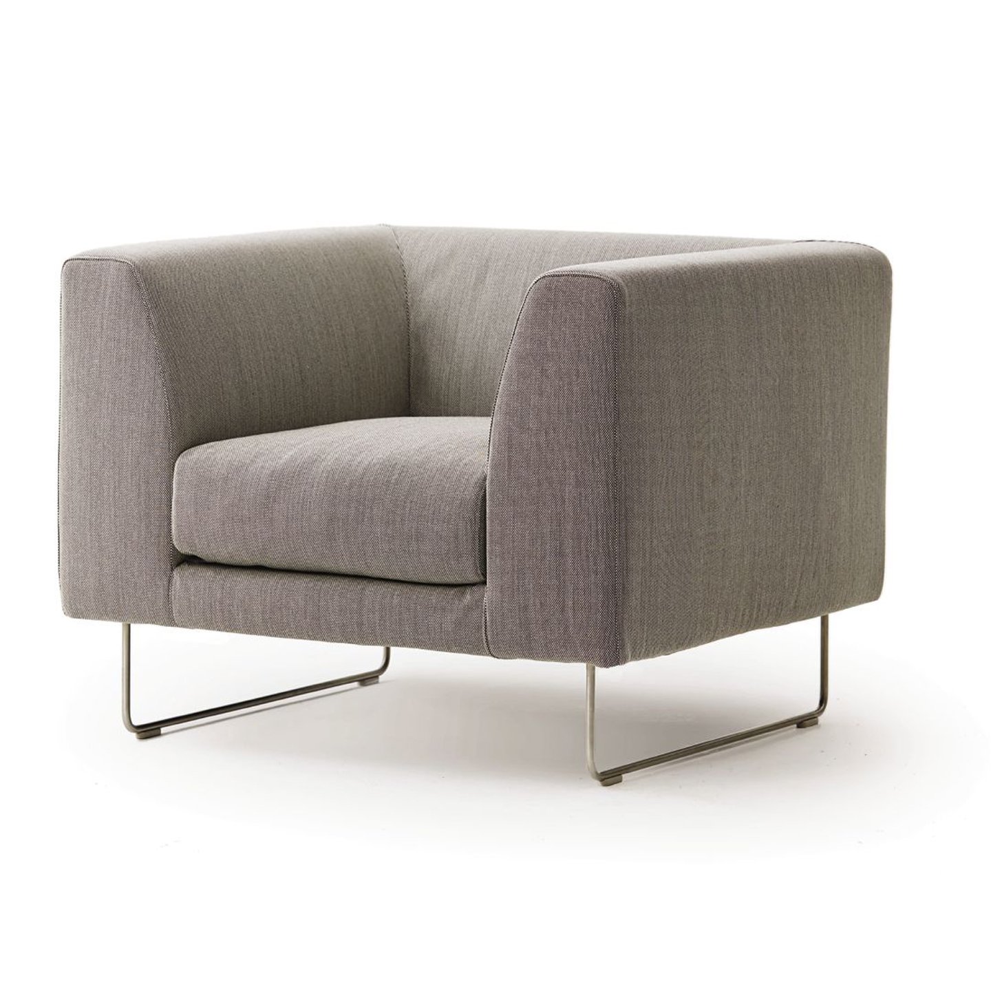 Haworth Elan lounge chair in grey upholstery with metal legs