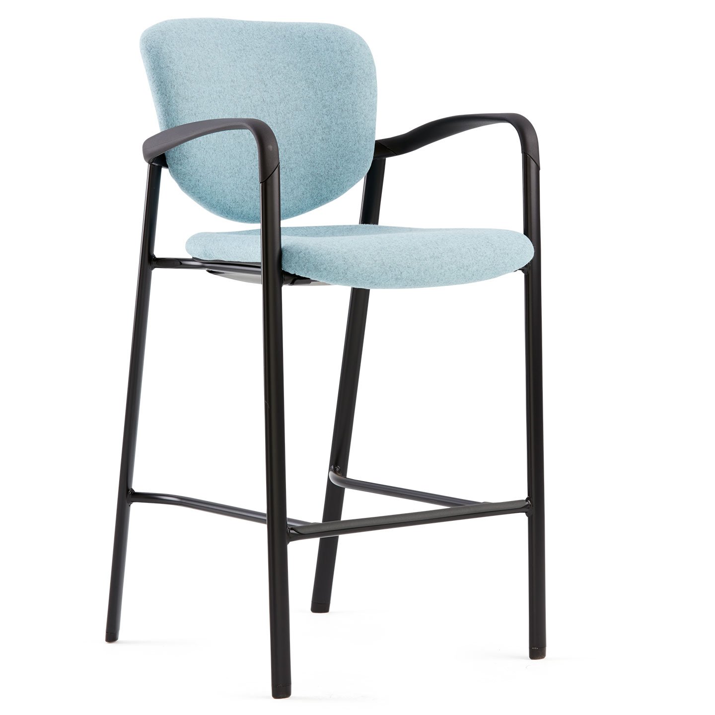 Haworth Improv stool in light blue upholstery and metal legs