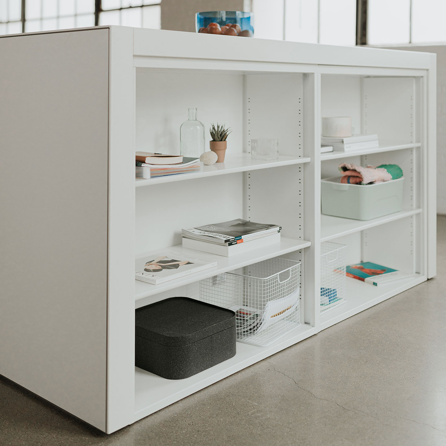 X Series bookcase with open shelves in white