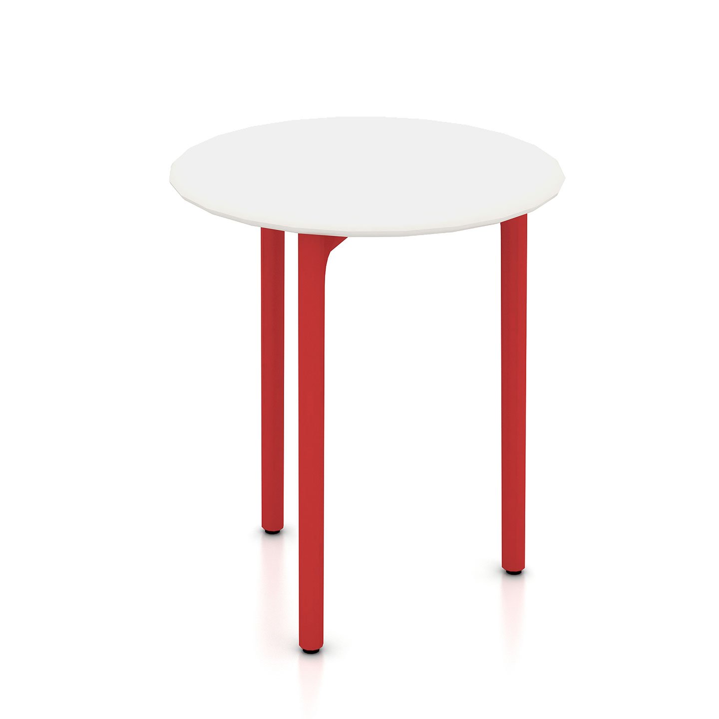 Haworth Openest Sprig Side Table with circular Chalk top and 3 red legs