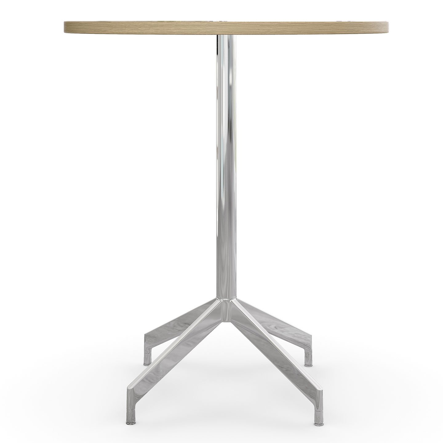 Haworth Planes Collaborative Table with circular maple top and steel leg