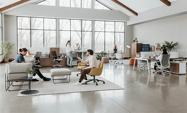 Haworth Resonate lounge, Poppy chair, Very chair, Maari chair in a office space view 7